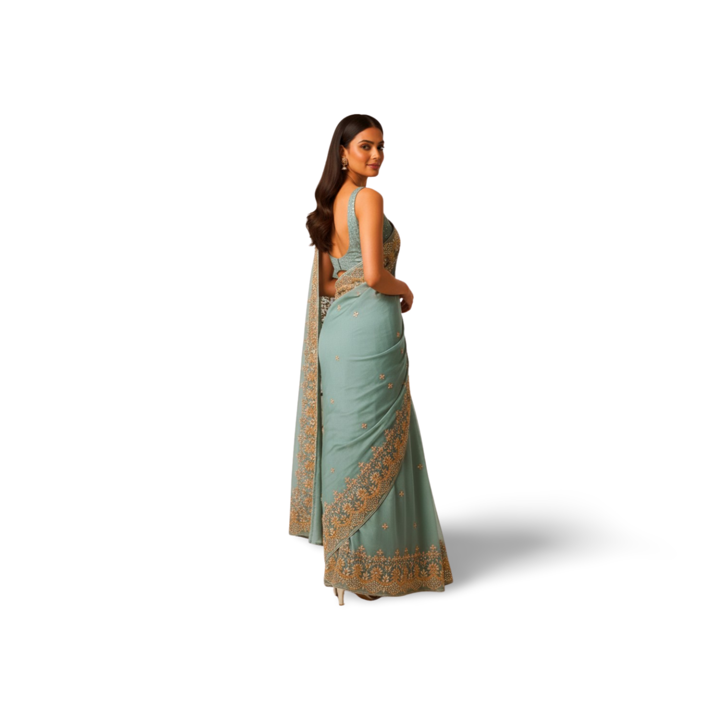 Pastel Aqua Blue saree