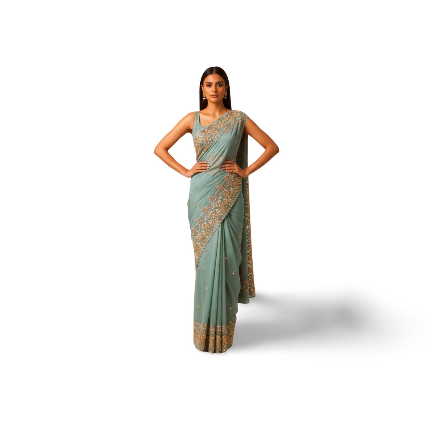 Pastel Aqua Blue saree