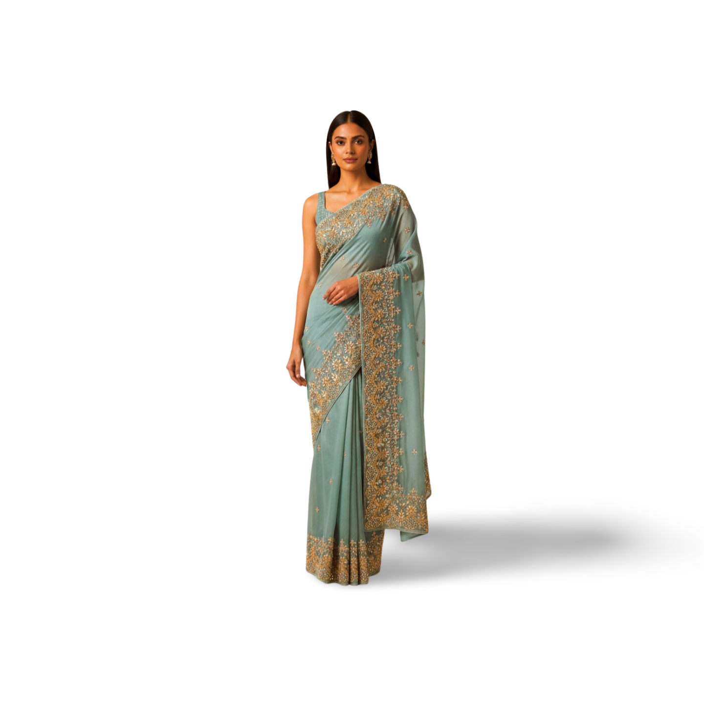 Pastel Aqua Blue saree